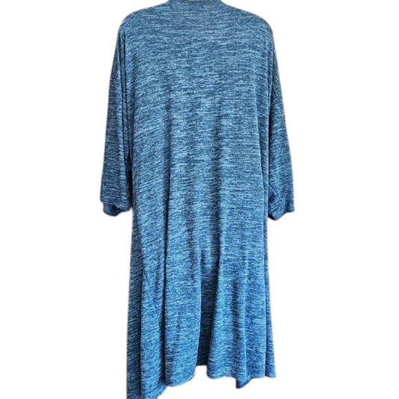 LuLaRoe Blue Duster Cardigan long open front 3/4 sleeves Large Made in USA - Picture 4 of 11